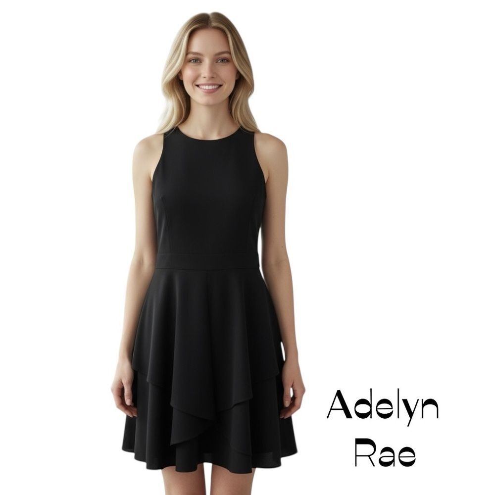 Adelyn Rae Black Ruffled Dress Size M - Picture 1 of 12